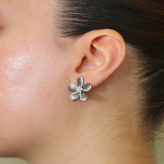 Blossom Floral Black Gold Diamond Studs - Jewelry - RUCHI New York