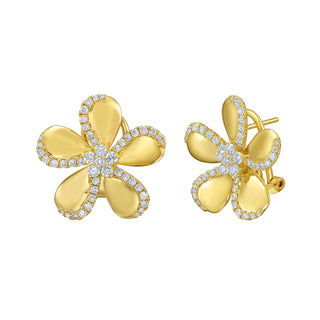 Blossom Floral Yellow Gold Diamond Studs - Jewelry - RUCHI New York