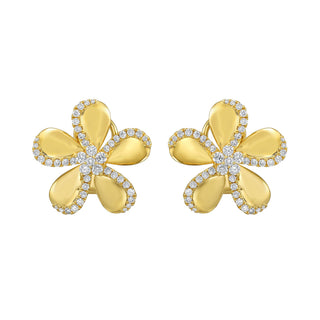 Blossom Floral Yellow Gold Diamond Studs - Jewelry - RUCHI New York