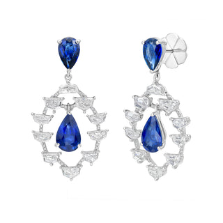 Callas Blue Sapphire and Diamond Statement Earrings - Jewelry - RUCHI New York