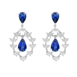 Callas Blue Sapphire and Diamond Statement Earrings - Jewelry - RUCHI New York