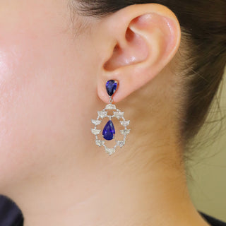 Callas Blue Sapphire and Diamond Statement Earrings - Jewelry - RUCHI New York