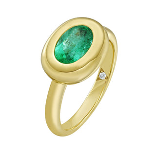Cecily Emerald Bezel Ring - Jewelry - RUCHI New York