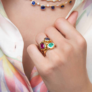Cecily Emerald Bezel Ring - Jewelry - RUCHI New York