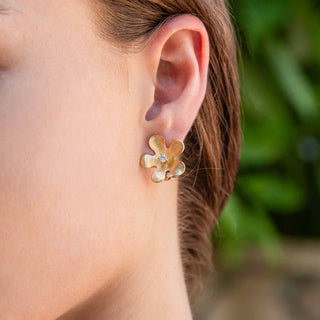 Daffodil Mini Diamond Stud Earrings - Jewelry - RUCHI New York
