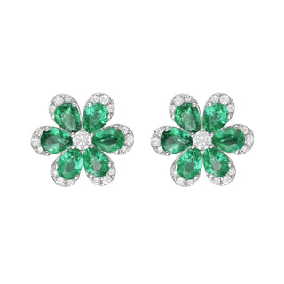 Daisy Emerald and Diamond Studs - Jewelry - RUCHI New York