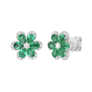 Daisy Emerald and Diamond Studs - Jewelry - RUCHI New York