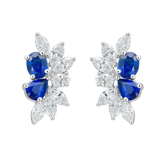 Deniz Blue Sapphire Stud Earrings - Jewelry - RUCHI New York