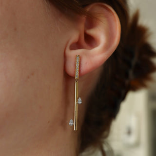 Elia Diamond Linear Earrings - Jewelry - RUCHI New York