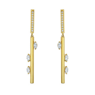 Elia Diamond Linear Earrings - Jewelry - RUCHI New York