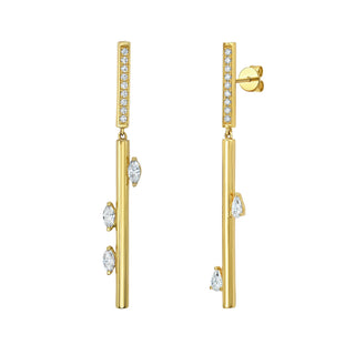 Elia Diamond Linear Earrings - Jewelry - RUCHI New York