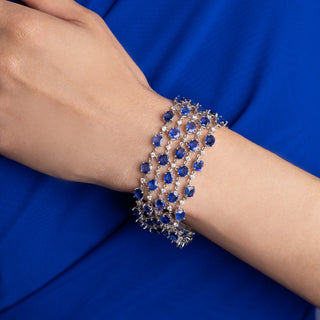 Enchanted Evening Selene Blue Sapphire Statement Bracelet - High Jewelry - RUCHI New York