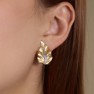 Foliage Diamond Leaf Earrings - Jewelry - RUCHI New York