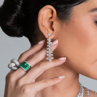 Glacies Linear Dangle Diamond Earrings - Jewelry - RUCHI New York