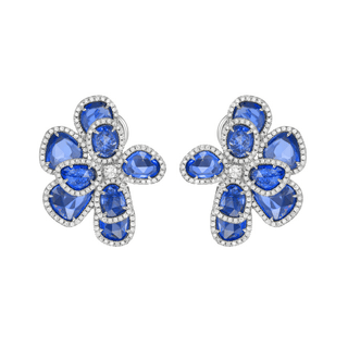Ipanema Blue Sapphire Flower Earrings - Jewelry - RUCHI New York