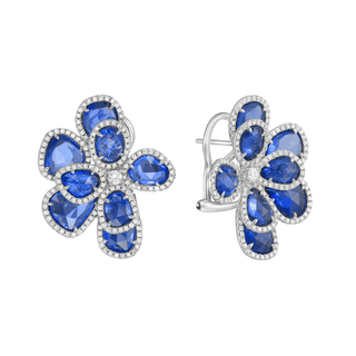 Ipanema Blue Sapphire Flower Earrings - Jewelry - RUCHI New York