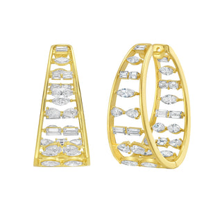 Lattice Diamond Hoop Earrings - Jewelry - RUCHI New York
