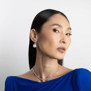 Lusine Grande Pearl and Blue Sapphire Earrings - Jewelry - RUCHI New York
