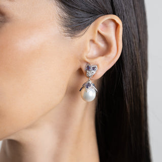 Lusine Grande Pearl and Blue Sapphire Earrings - Jewelry - RUCHI New York