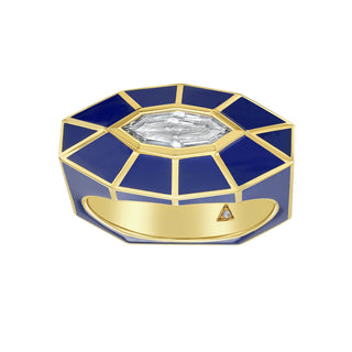 Luxor Diamond Solitaire Ring in Blue Enamel - Jewelry - RUCHI New York