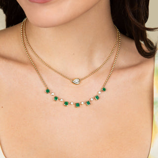Luxor Emerald and Diamond Fringe Necklace - Jewelry - RUCHI New York