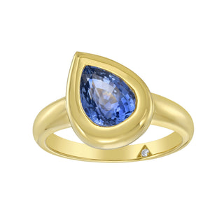 Lyre Blue Sapphire Bezel Ring - Jewelry - RUCHI New York