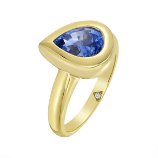 Lyre Blue Sapphire Bezel Ring - Jewelry - RUCHI New York