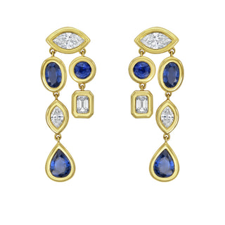 Lyre Blue Sapphire Drop Earrings - Jewelry - RUCHI New York