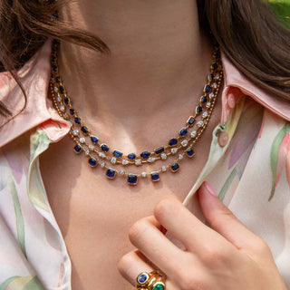 Lyre Blue Sapphire Necklace - Jewelry - RUCHI New York