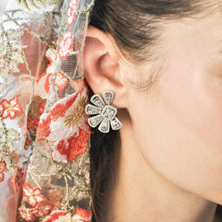 Melody Half Moon Diamond Stud Earrings - Jewelry - RUCHI New York
