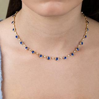 Mia Grande Blue Sapphire Fringe Necklace - Jewelry - RUCHI New York