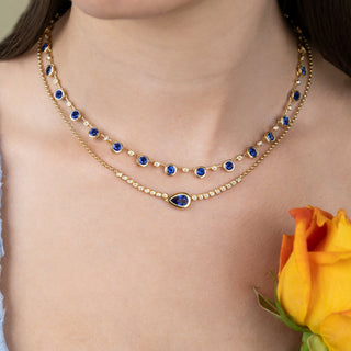 Mia Grande Blue Sapphire Fringe Necklace - Jewelry - RUCHI New York