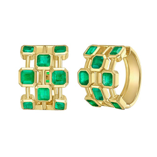 Milia Emerald Hoop Earrings - Jewelry - RUCHI New York