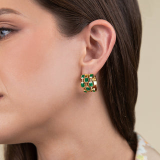 Milia Emerald Hoop Earrings - Jewelry - RUCHI New York