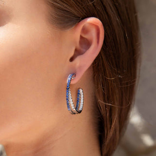 Myrtos Blue Sapphire Hoop Earrings - Jewelry - RUCHI New York