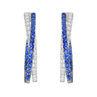 Myrtos Blue Sapphire Hoop Earrings - Jewelry - RUCHI New York