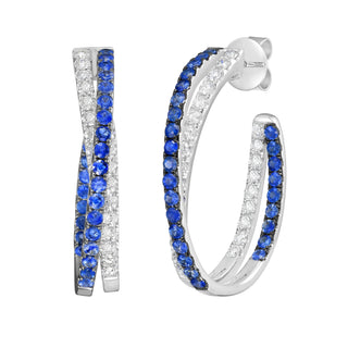 Myrtos Blue Sapphire Hoop Earrings - Jewelry - RUCHI New York