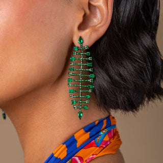 Nereid Emerald Chandelier Earrings - Jewelry - RUCHI New York