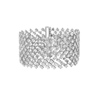 Nevasca Diamond Baguette Wide Bracelet - High Jewelry - RUCHI New York