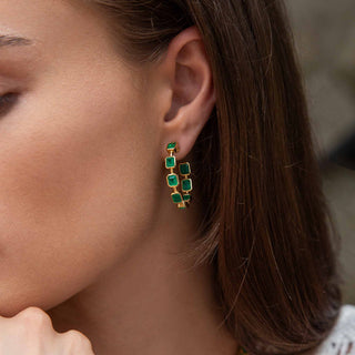 Olana Emerald Hoop Earrings - Jewelry - RUCHI New York