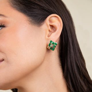 Olana Emerald Stud Earrings - Jewelry - RUCHI New York