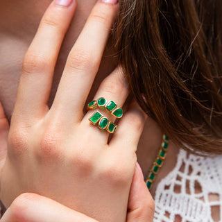 Olana Emerald Wrap Ring - Jewelry - RUCHI New York