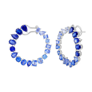 Ophelia Blue Sapphire C - Shape Hoops - Jewelry - RUCHI New York