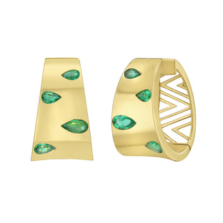Palma Emerald Hoop Earrings - Jewelry - RUCHI New York