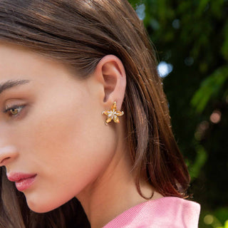 Plumeria Diamond Stud Earrings - Jewelry - RUCHI New York