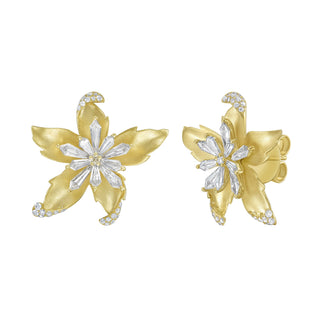 Plumeria Diamond Stud Earrings - Jewelry - RUCHI New York