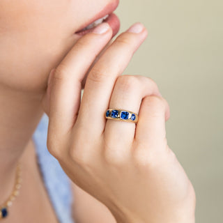 Quadro Blue Sapphire Bezel Ring - Jewelry - RUCHI New York