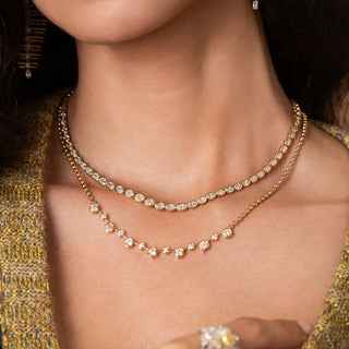 Rosette Diamond Tennis Necklace - Jewelry - RUCHI New York