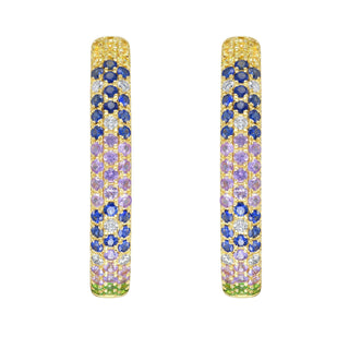 Saren Multi - Colored Sapphire Hoop Earrings - Jewelry - RUCHI New York