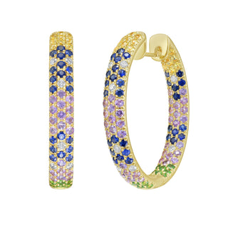 Saren Multi - Colored Sapphire Hoop Earrings - Jewelry - RUCHI New York